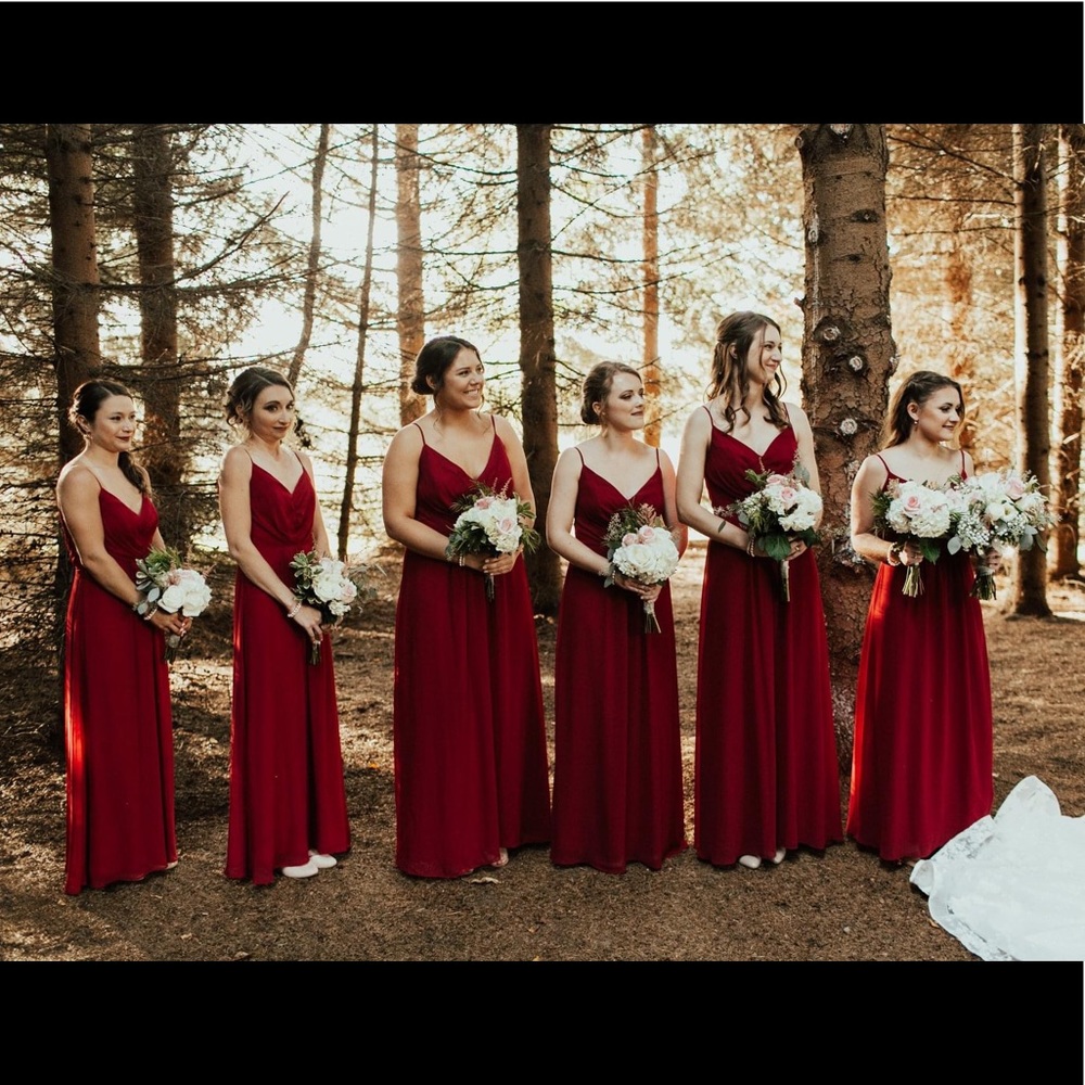 Bill Levkoff Wine Bridesmaids Dress